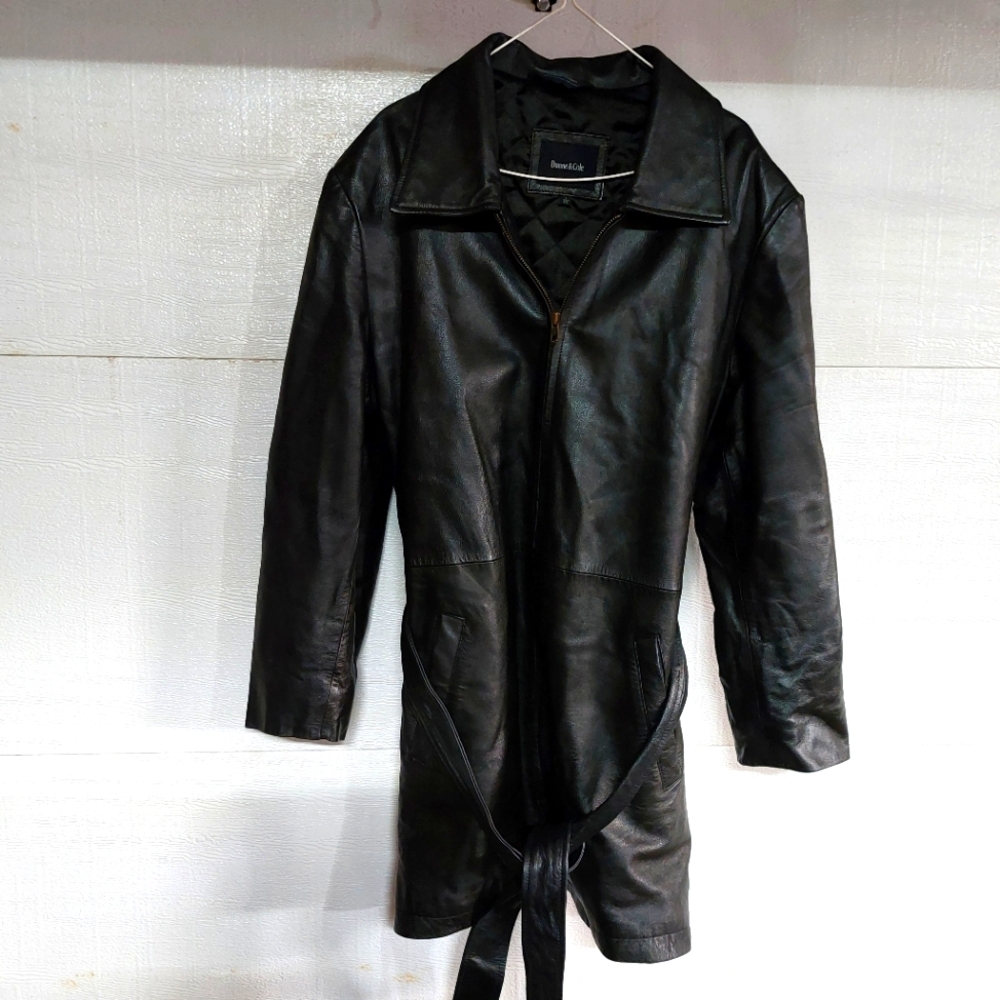 Men's 100% leather trench coat